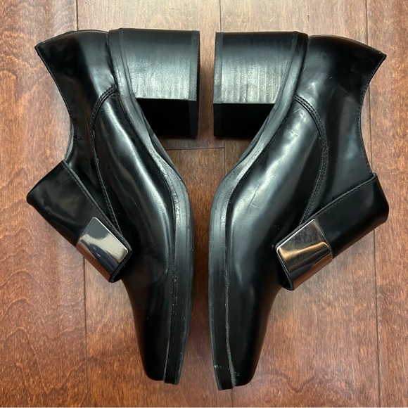 Jeffrey Campbell Wilhelm Box Silver Black Heeled Loafers, Pointed Toes, Size 8 - Picture 6 of 16